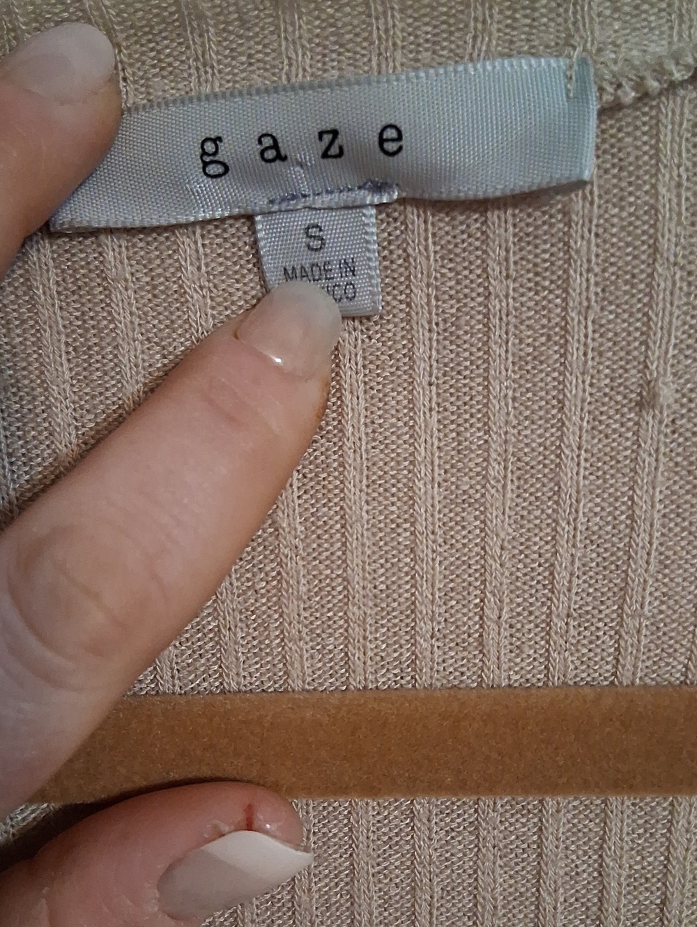 gaze Beige Ribbed Open-Front Cardigan - Picture 2 of 4